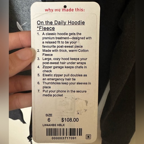 Lulu Lemon Fleece Hoodie (brand new, never worn) - Picture 6 of 7